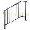 Wrought iron stair railing, entrance railing suitable for stairs with 3 or 4 steps for outdoor use black 
