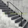 Stair railing wrought iron entrance railing curved shape, for 4-5 steps outdoor railing in black color