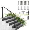 Stair railing wrought iron entrance railing curved shape, for 4-5 steps outdoor railing in black color