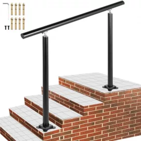   Fekete kültéri alumínium lépcsőkorlát 1–4 fokra 121 cm állítható kapaszkodó