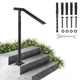   Acél kültéri lépcsőkorlát 2–3 lépcsőfokhoz 71,3x101,5 cm fekete ívelt kivitel