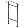 Fekete kovácsoltvas kültéri lépcsőkorlát 50x13,5x108 cm 1 lépcsőfokhoz, állítható magassággal és dőlésszöggel (0–30,8°)