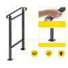 Fekete kovácsoltvas kültéri lépcsőkorlát 50x13,5x108 cm 1 lépcsőfokhoz, állítható magassággal és dőlésszöggel (0–30,8°)
