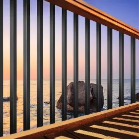   Prémium alumínium korlátoszlop 101 db 66 cm matt fekete korlát balusztrád szett teraszra, lépcsőre