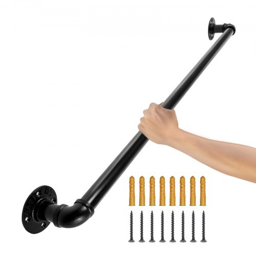 Vízvezeték Korlát 90Cm Korlát Védőkorlát Szénacél Matt Korlát Korlát Ipar 95Mm Távolság A Faltól Beltéri / Kültéri Korlátokhoz