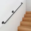Fali kapaszkodó 120 cm hosszú indusztriál stílusú, szénacél csőkorlát 200 kg teherbírású
