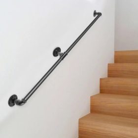  Fali kapaszkodó 212 cm hosszúsággal ipari stílusú, szénacél csőkorlát 200 kg teherbírással
