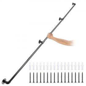   Falra szerelhető 3 részes kapaszkodó indusztriál stílusú 270 cm biztonsági lépcsőkorlát bel- és kültérre