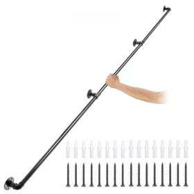   Falra szerelhető 3 részes kapaszkodó indusztriál stílusú 270 cm biztonsági lépcsőkorlát bel- és kültérre