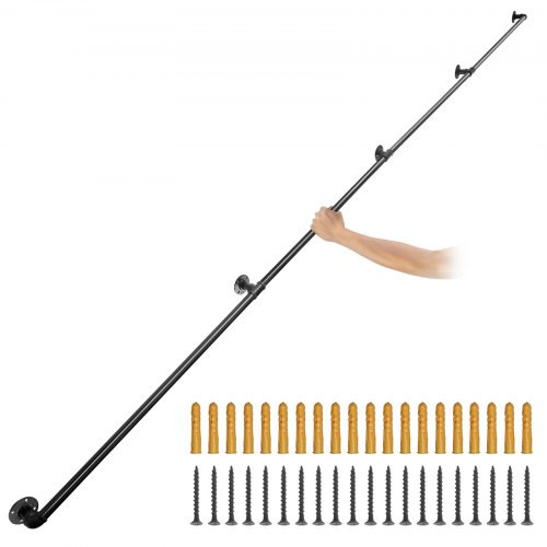 Lépcsőkorlát indusztriális stílusú fali kapaszkodó 360 cm hosszú, 200 kg teherbírású