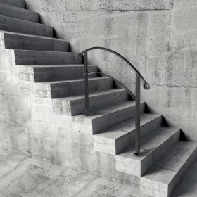   Kovácsoltvas lépcsőkorlát 3 lépcsőfokhoz fekete biztonságos kapaszkodó