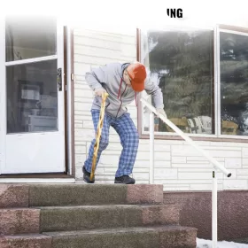   Kültéri alumínium kapaszkodó lépcsőre 1,5 méteres 0–5 fokos lépcsőkhöz fehér lépcsőkorlát