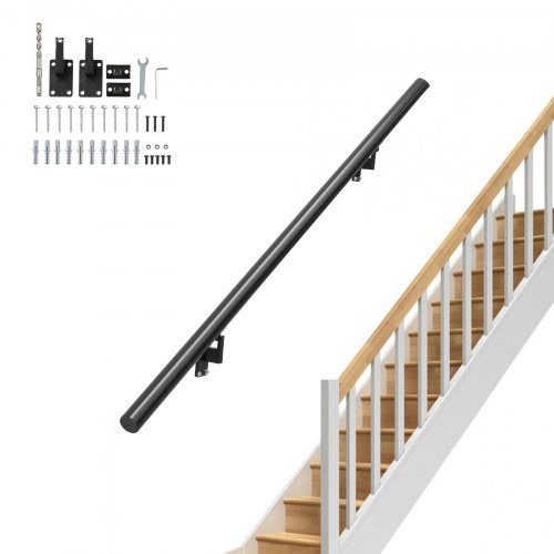 Lépcsőkorlát 122 cm hosszú kapaszkodó fekete, alumínium, modern megjelenés, 200 kg teherbírású