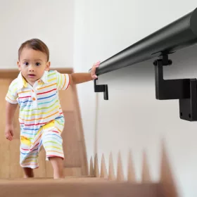   Lépcsőkorlát 122 cm hosszú kapaszkodó fekete, alumínium, modern megjelenés, 200 kg teherbírású