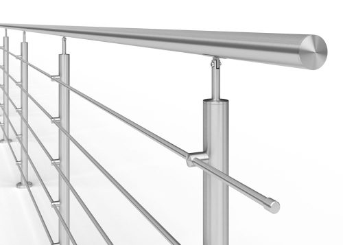 Stair railing stainless 100 cm long handrail with 42 mm diameter made of acid-resistant inox material, with 5 anti-fall crossbars 