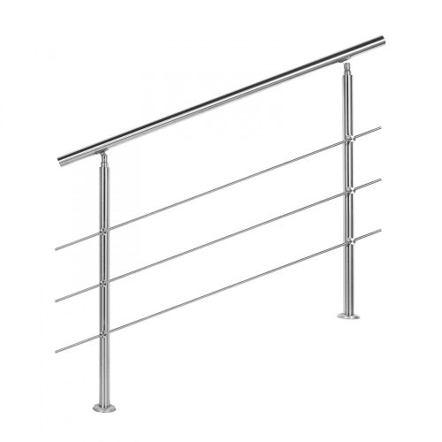 Stainless steel stair railing 120 cm without cross bar or with 2-3-4-5 anti-fall cross bars with a diameter of 42 mm made of acid-resistant inox material