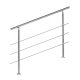 Stainless steel stair railing 120 cm without cross bar or with 2-3-4-5 anti-fall cross bars with a diameter of 42 mm made of acid-resistant inox material