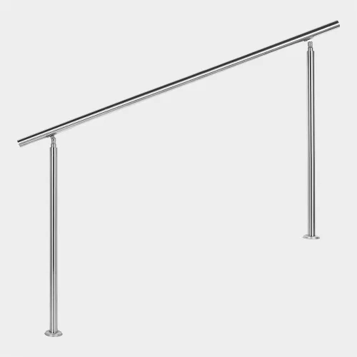 Lépcsőkorlát rozsdamentes 140 cm hosszú kapaszkodó 42 mm átmérővel saválló inox anyagból, leesést gátló keresztrúd nélkül