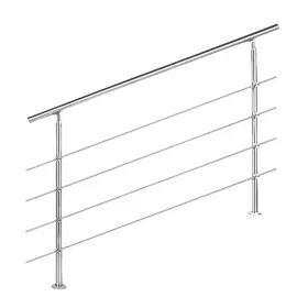   Lépcsőkorlát rozsdamentes 140 cm keresztrúd nélkül vagy 2-3-4-5 db leesést gátló keresztrúddal kapaszkodó 42 mm átmérővel saválló inox anyagból