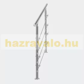   Lépcsőkorlát rozsdamentes 140 cm keresztrúd nélkül vagy 2-3-4-5 db leesést gátló keresztrúddal kapaszkodó 42 mm átmérővel saválló inox anyagból