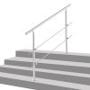 Stainless steel stair railing 150 cm long handrail with 42 mm diameter made of acid-resistant inox material, with 2 anti-fall crossbars 