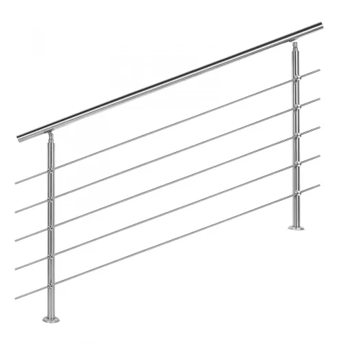 Lépcsőkorlát rozsdamentes 160 cm hosszú kapaszkodó 42 mm átmérővel saválló inox anyagból, 5 darab leesést gátló keresztrúddal