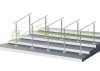 Stainless steel stair railing 180 cm long handrail with 42 mm diameter made of acid-resistant inox material, with 3 anti-fall crossbars 