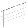 Stainless steel stair railing 200 cm without cross bar or with 2-3-4-5 anti-fall cross bars with 42 mm diameter made of acid-resistant inox material