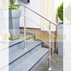 Stainless stair railing 80 cm long handrail with 42 mm diameter made of acid-resistant inox material, with 3 anti-fall crossbars