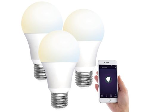 3 pieces of smart lighting Smart Luminea Home Control WLAN 9W E27 white color temperature changeable lamp White Ambiance cold - warm color