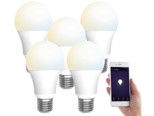 5 db okos világítás Smart Luminea Home Control WLAN 9W E27 fehér színhőmérséklet váltós lámpa White 