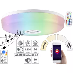   24W Okos világítás Smart Luminea Home Control WLAN RGB fehér és színes fali színváltós lámpa hangszóróval