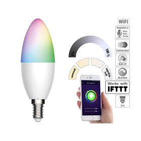 Okos világítás Luminea Home Control WLAN RGB színes izzó 5,5W E14 színváltós lámpa