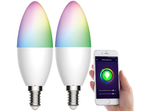 2 pcs Smart lighting Smart Luminea Home Control WLAN RGB white and colored bulb 5.59W E14 color changing lamp