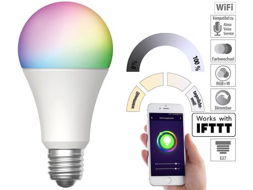 Okos világítás Luminea Home Control WLAN RGB színes izzó 9W színváltós lámpa