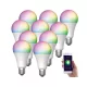 Okos világítás 10 db Luminea Home Control WLAN RGB fehér és színes izzó 9W E27 színváltós lámpa