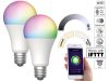 2 pieces of smart lighting Luminea Home Control WLAN RGB white and colored bulb 9W E27 color changing lamp
