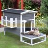 Cat house pet house with terrace and balcony for cats for dogs pine wood 115x66.5x74.7 cm