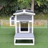 Cat house pet house with terrace and balcony for cats for dogs pine wood 115x66.5x74.7 cm