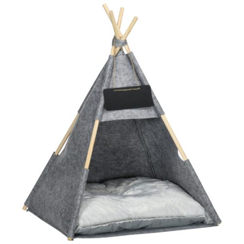 Cat house pet 58x58x80 cm tent with pillow machine washable gray 