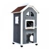 Cat house for cat bed or litter tray pine wood gray-white 59x55x109 cm