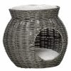 Pet bed cat bed Ø50x43.5cm cat bed rattan basket with pillow two-story gray bed