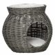 Pet bed cat bed Ø50x43.5cm cat bed rattan basket with pillow two-story gray bed