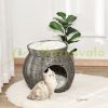 Pet bed cat bed Ø50x43.5cm cat bed rattan basket with pillow two-story gray bed