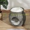 Pet bed cat bed Ø50x43.5cm cat bed rattan basket with pillow two-story gray bed