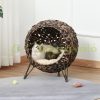 Pet bed cat bed Ø52x58 cm cat bed rattan basket with raised design brown