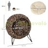 Pet bed cat bed Ø52x58 cm cat bed rattan basket with raised design brown