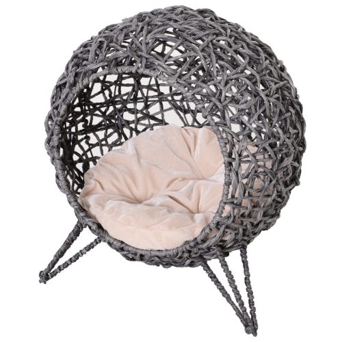 Pet bed cat bed Ø52x58 cm cat bed rattan basket with raised design gray