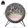 Pet bed cat bed Ø52x58 cm cat bed rattan basket with raised design gray