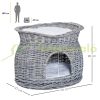 Cat bed 56x37x40 cm cat bed rattan basket with pillow two-story gray bed